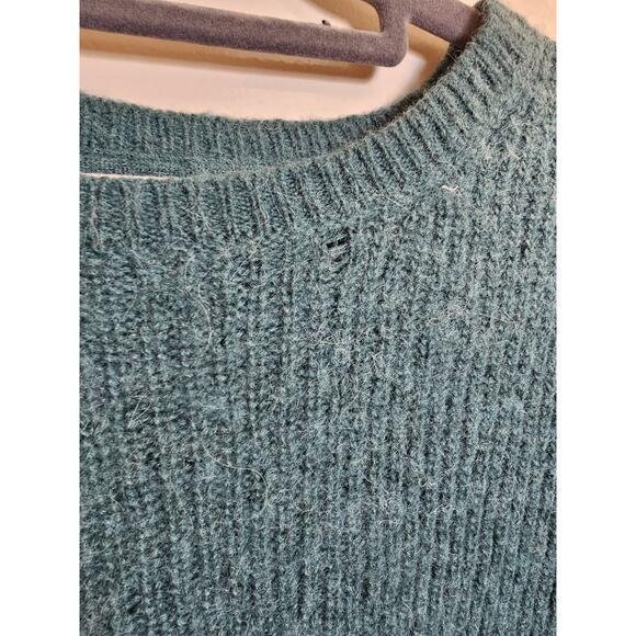 Marine Layer Sweater Green Wool Blend Crew Neck Knit Pullover Small **FLAW** - Picture 2 of 9